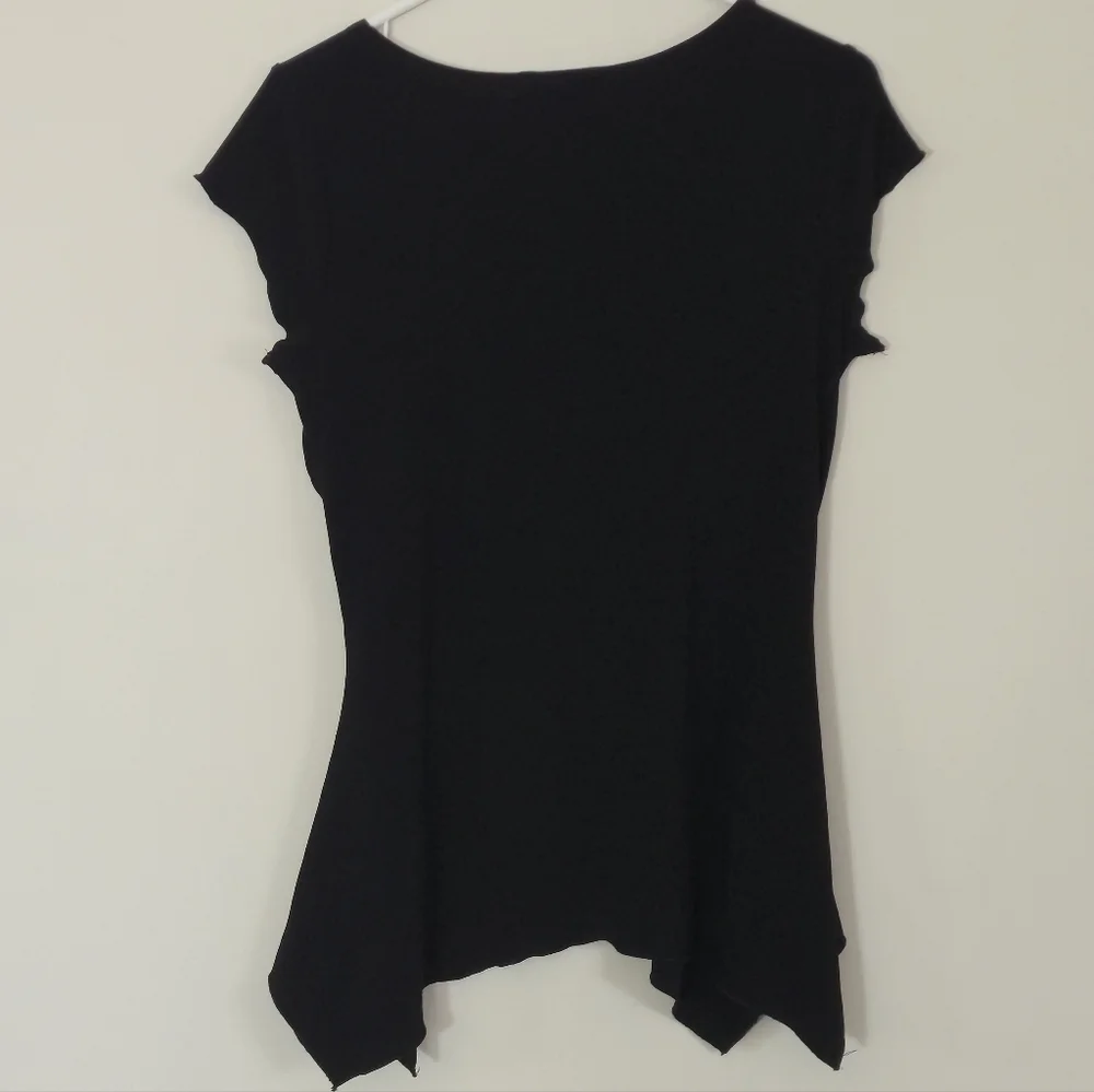 Mariposa Black Ruched Bust Square Neck Handkerchief Hem Fairycore Blouse Size XL - Picture 8 of 9